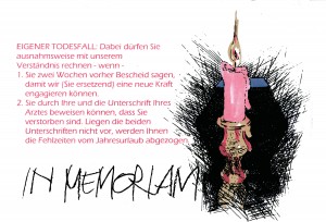 Karikaturen im Arbeitsleben - eigener Todesfall